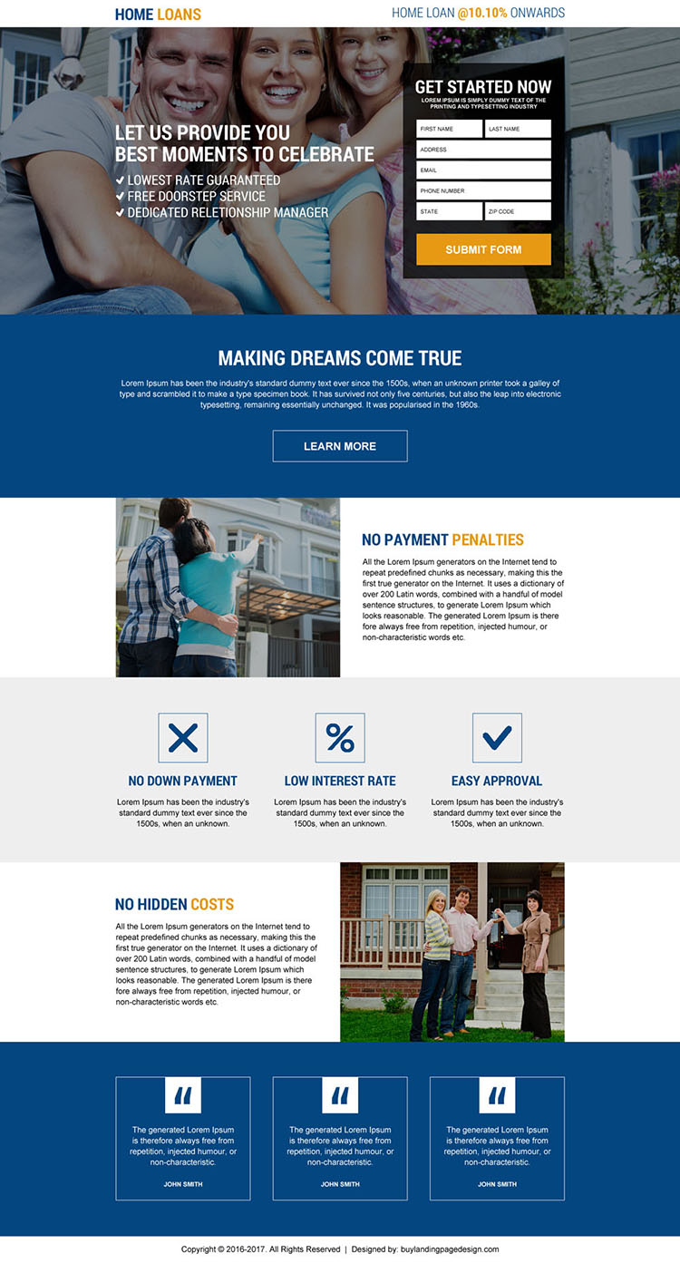 responsive online home loan lead capturing landing page design