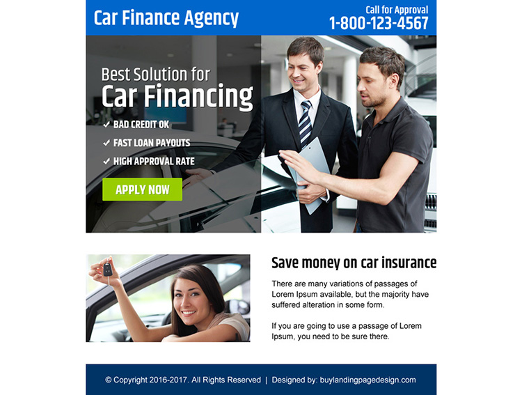 car finance agency ppv landing page design