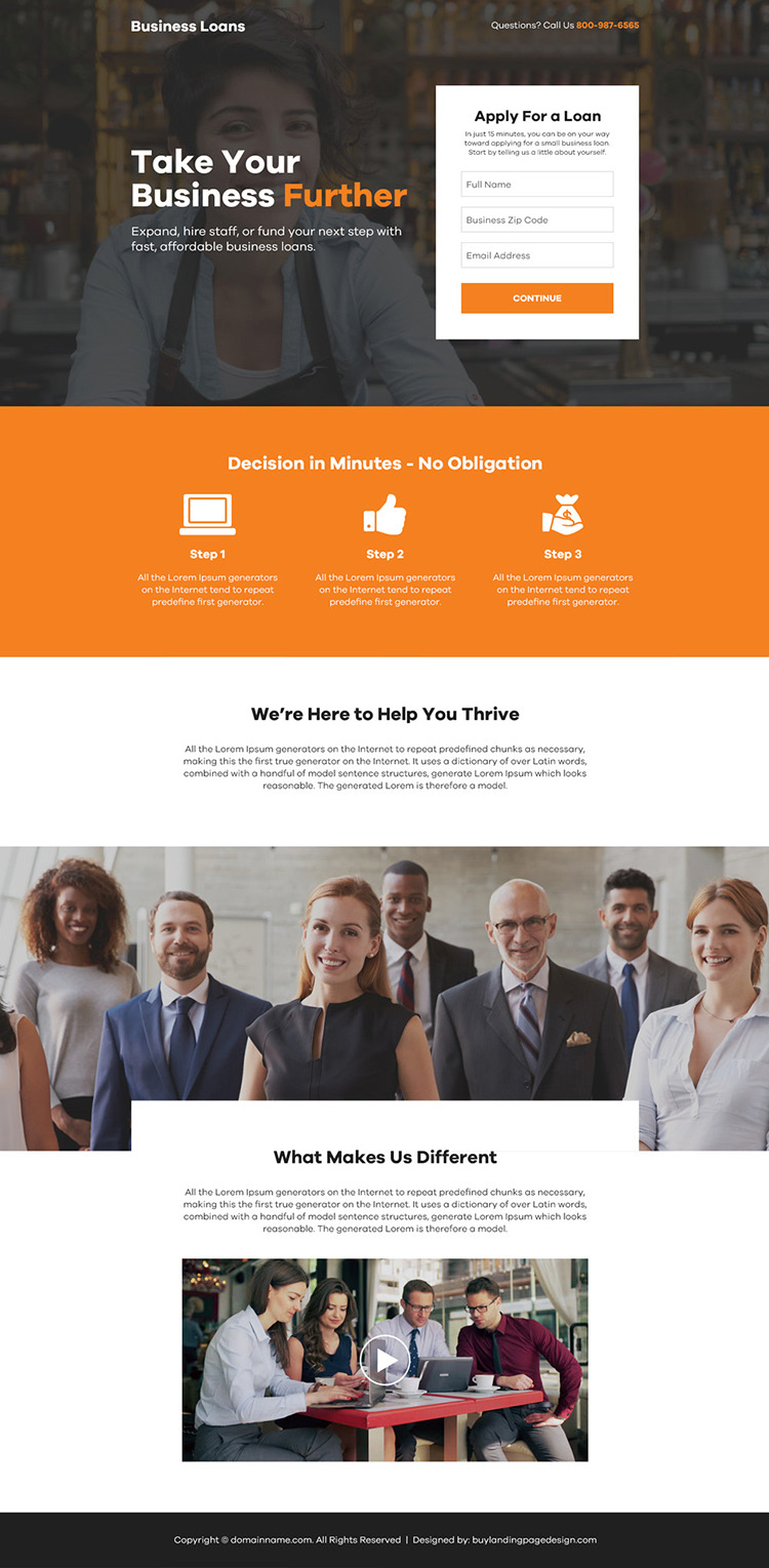 instant business loan online application responsive landing page