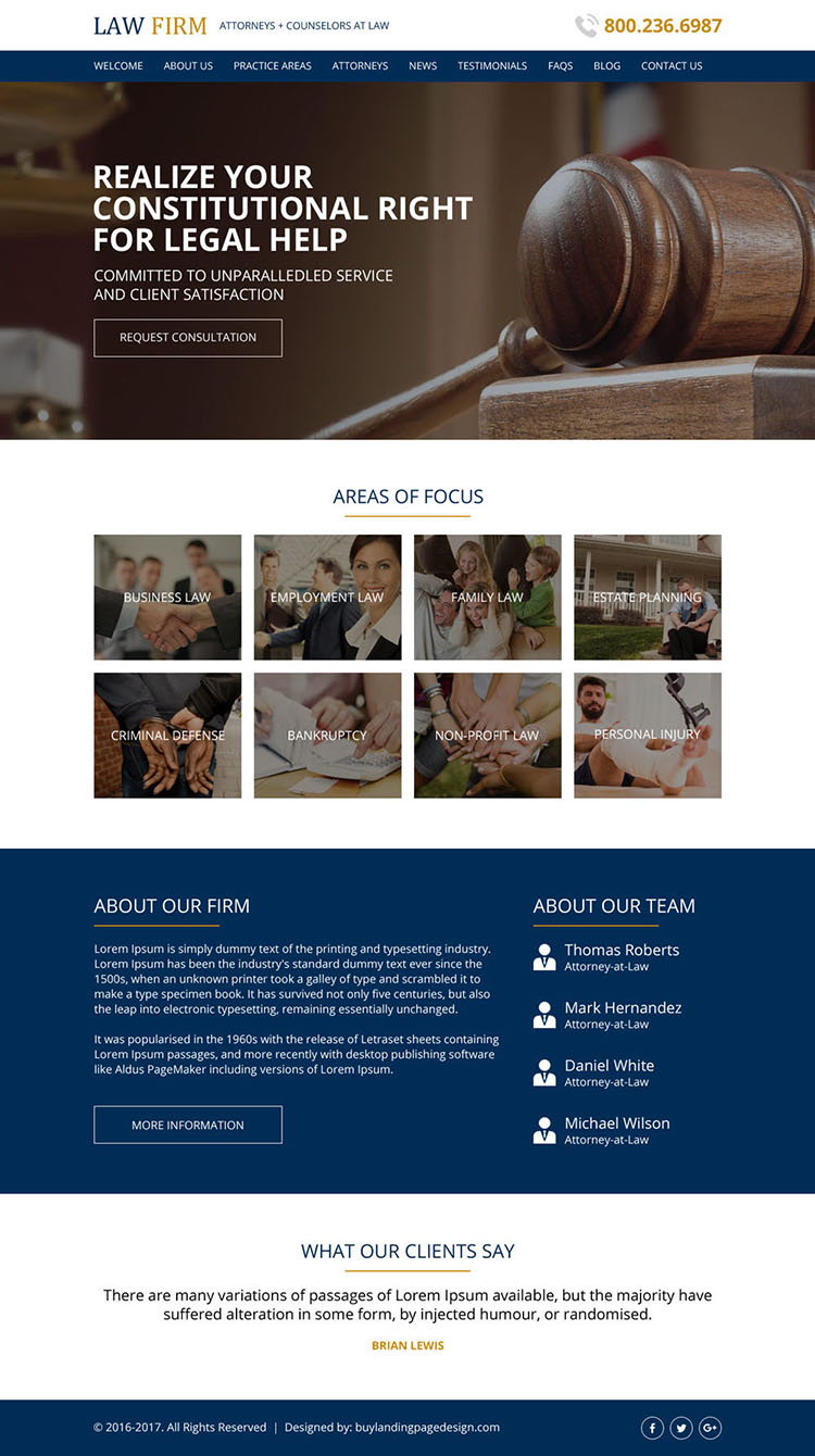 attorney and law html website design template