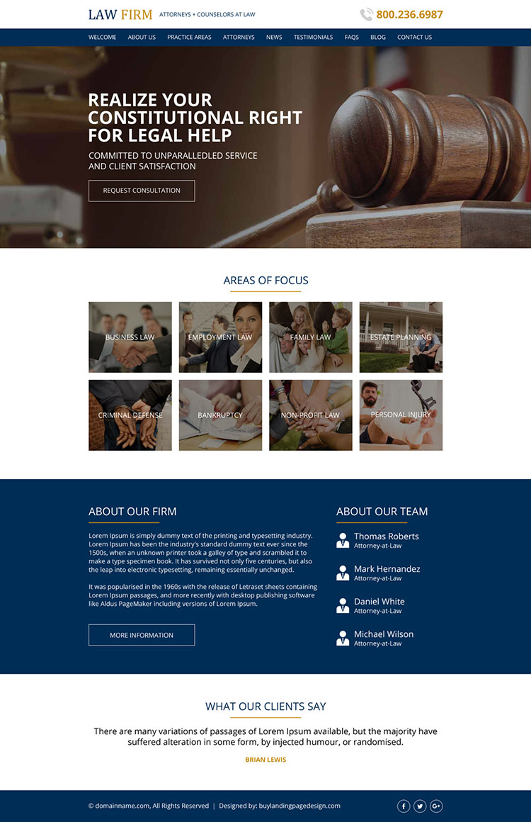 law firm free consultation responsive website design