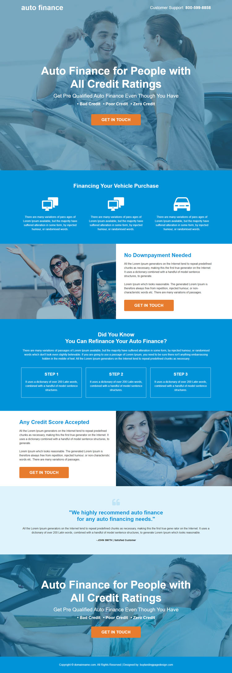 special auto financing service responsive landing page