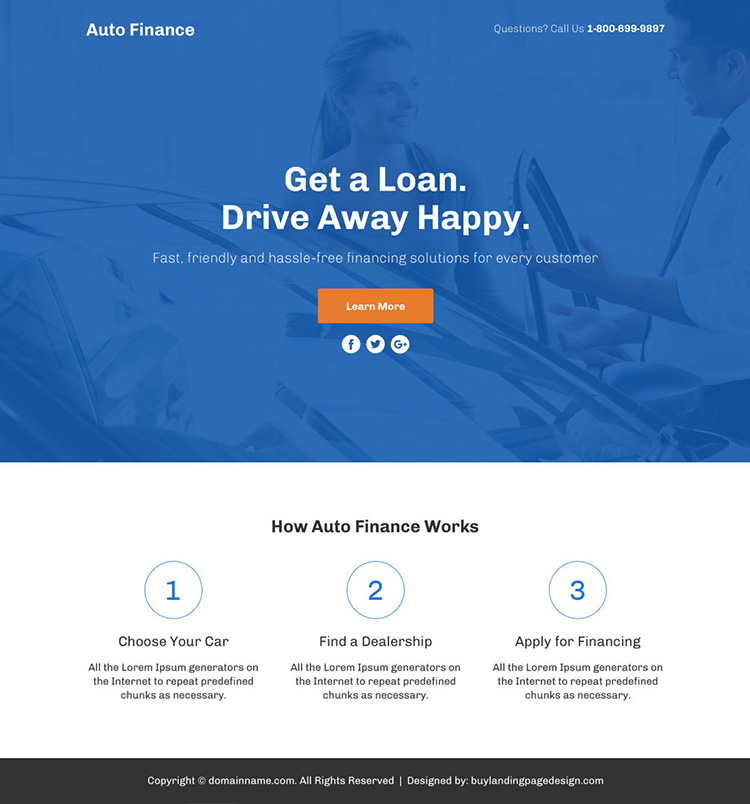 auto finance lead funnel responsive landing page design