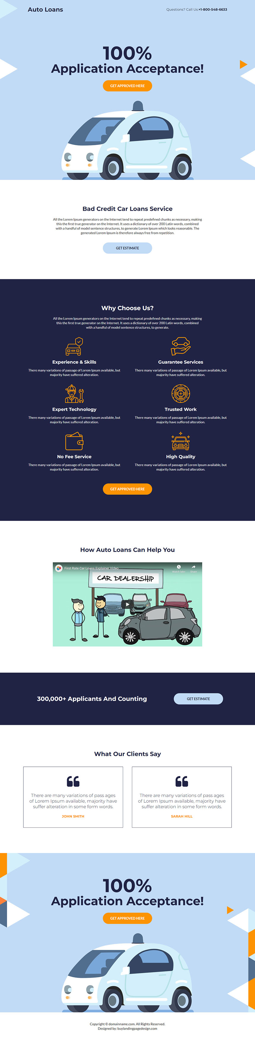 auto loans lead capture landing page design