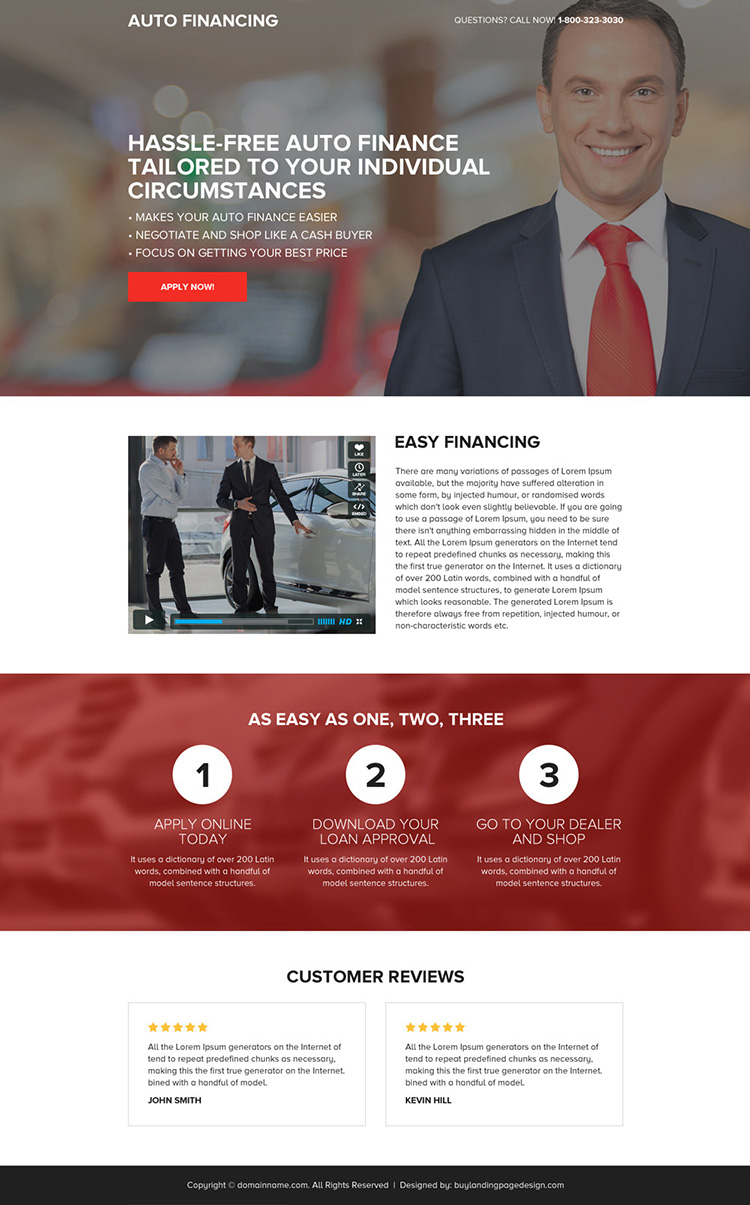 auto financing responsive landing page design