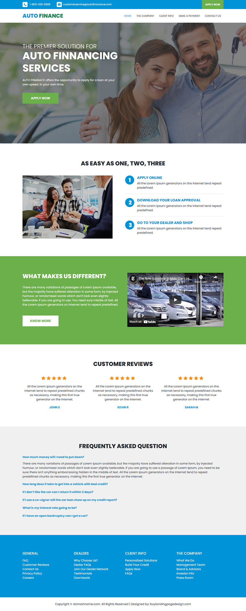auto financing services responsive website design