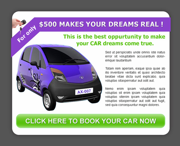 best opportunity to make your car dream come true ppv landing page design