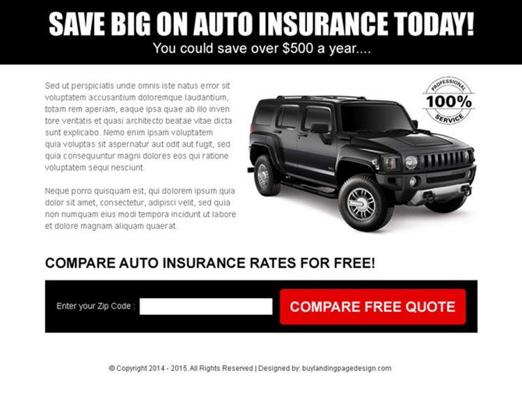 simple auto insurance black zip capture ppv landing page