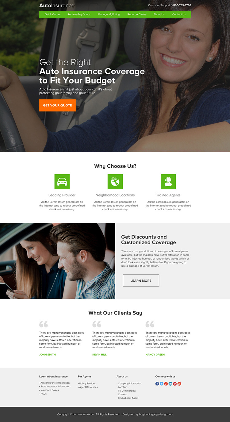 responsive auto insurance professional website design