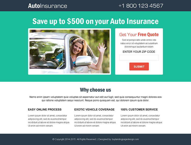 get a free quote for your auto insurance simple lander design