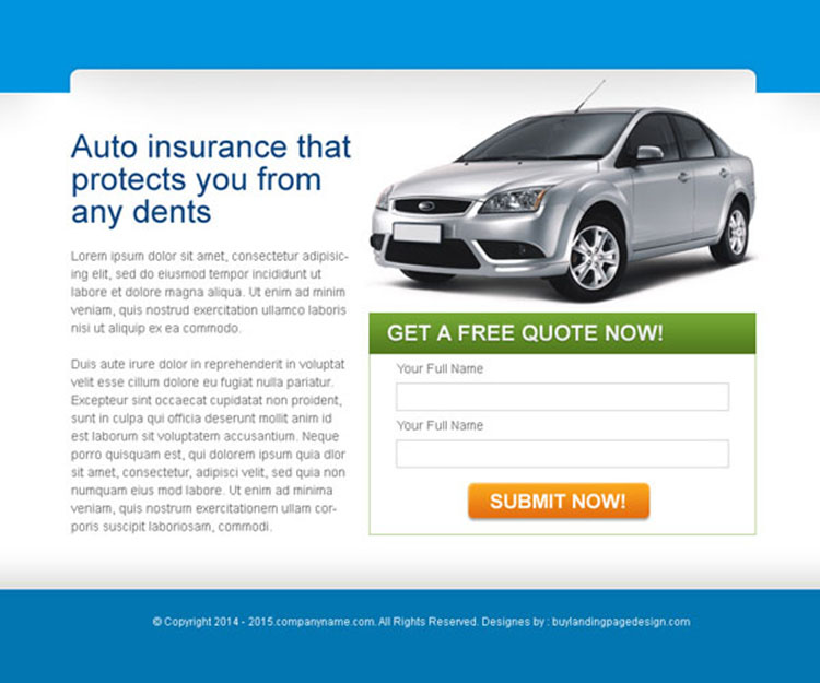auto insurance lead capture ppv landing page design