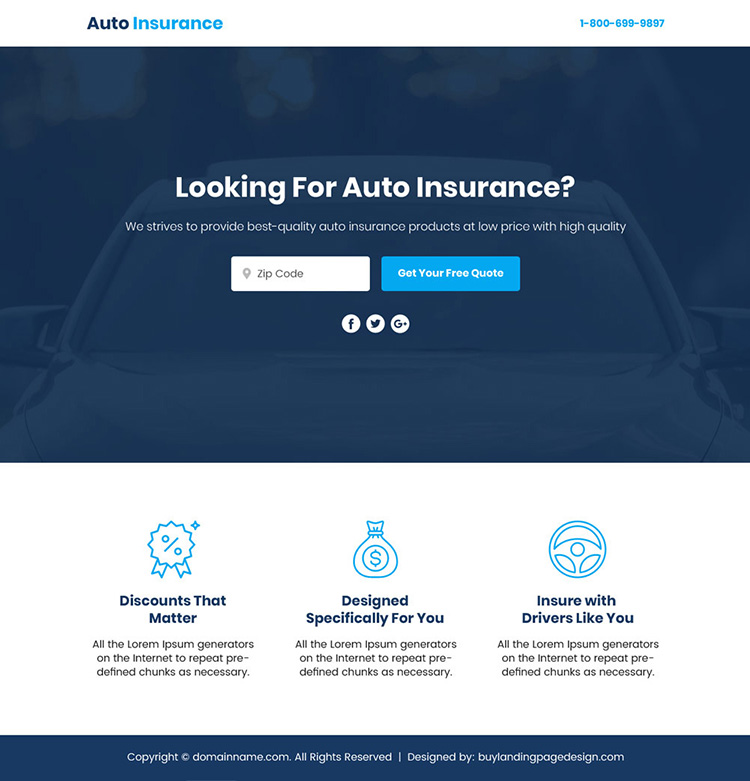 auto insurance sales funnel responsive landing page