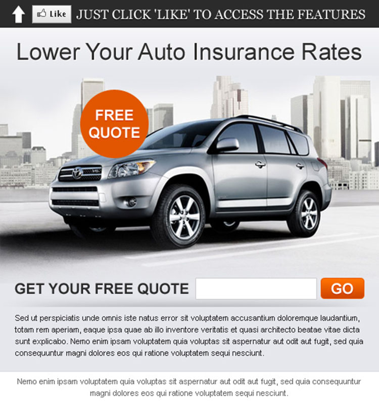 lower your auto insurance rates html fan page template