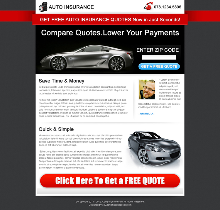 effective lead capture auto insurance squeeze page design