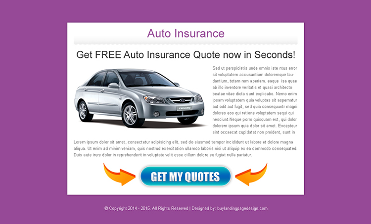 auto insurance quote in second call to action ppv landing page design