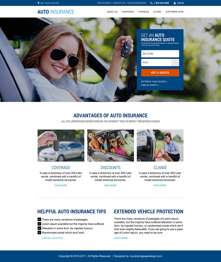 responsive auto insurance website design template