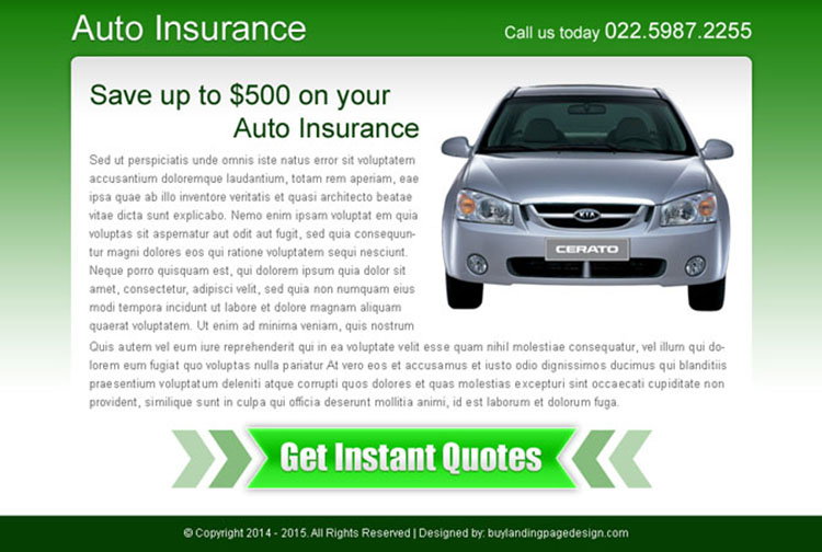 auto insurance instant quote call to action ppv landing page