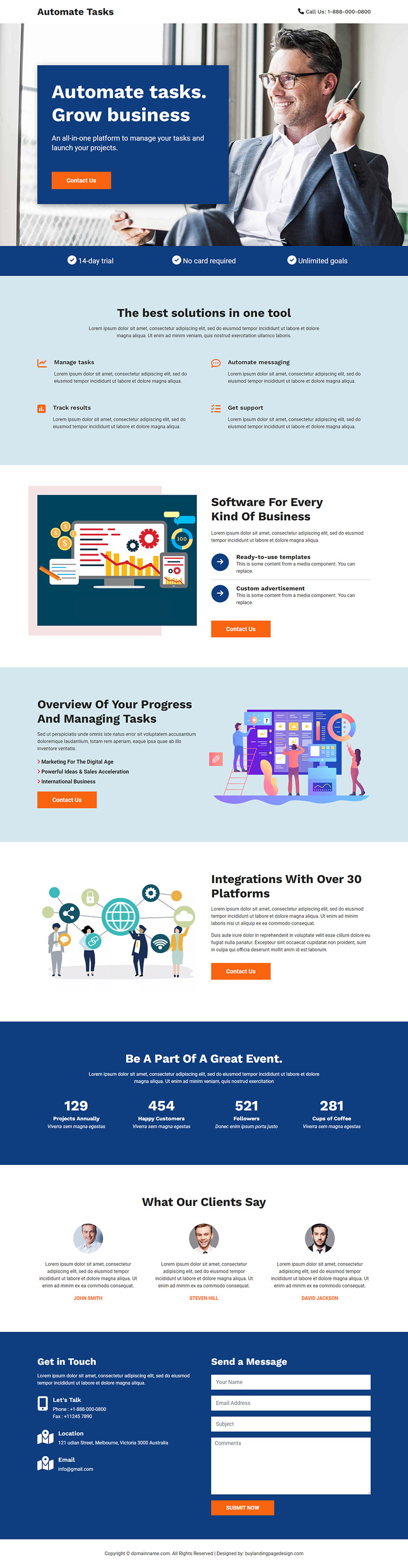 business solutions lead capture responsive landing page