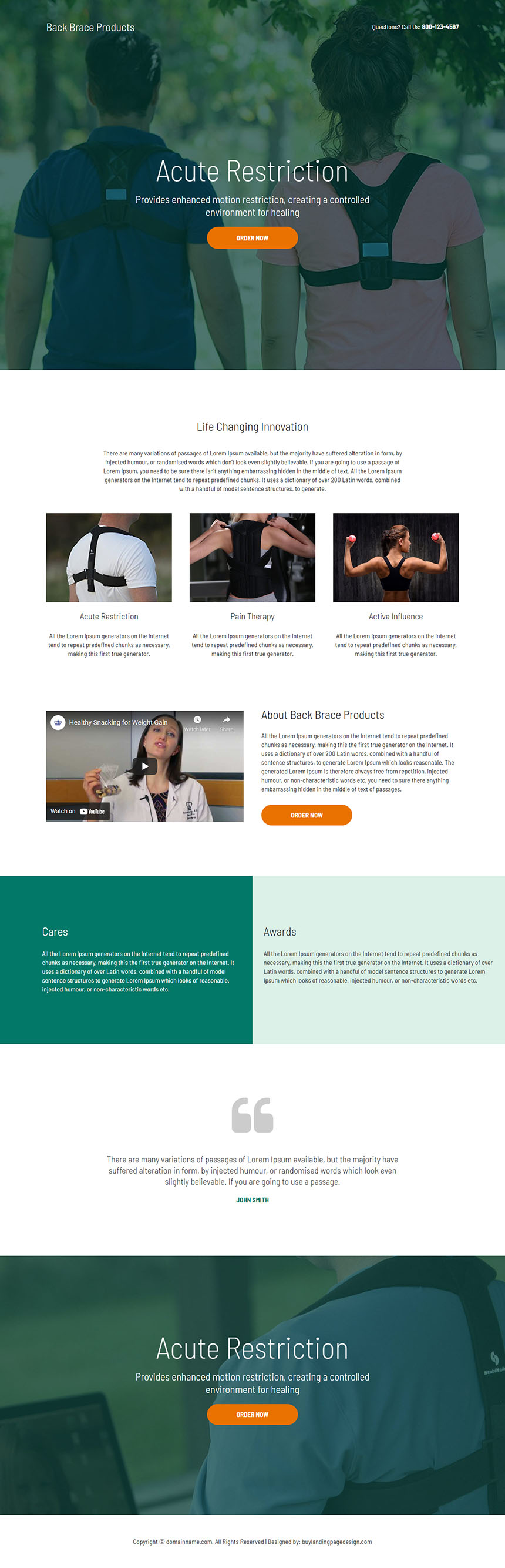 back brace products responsive landing page