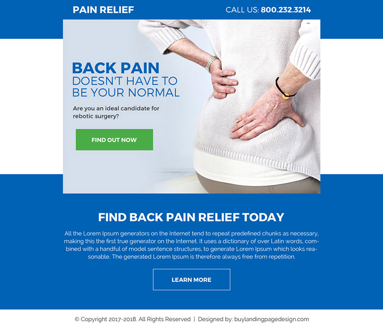 pain relief treatment pay per click ppv landing page