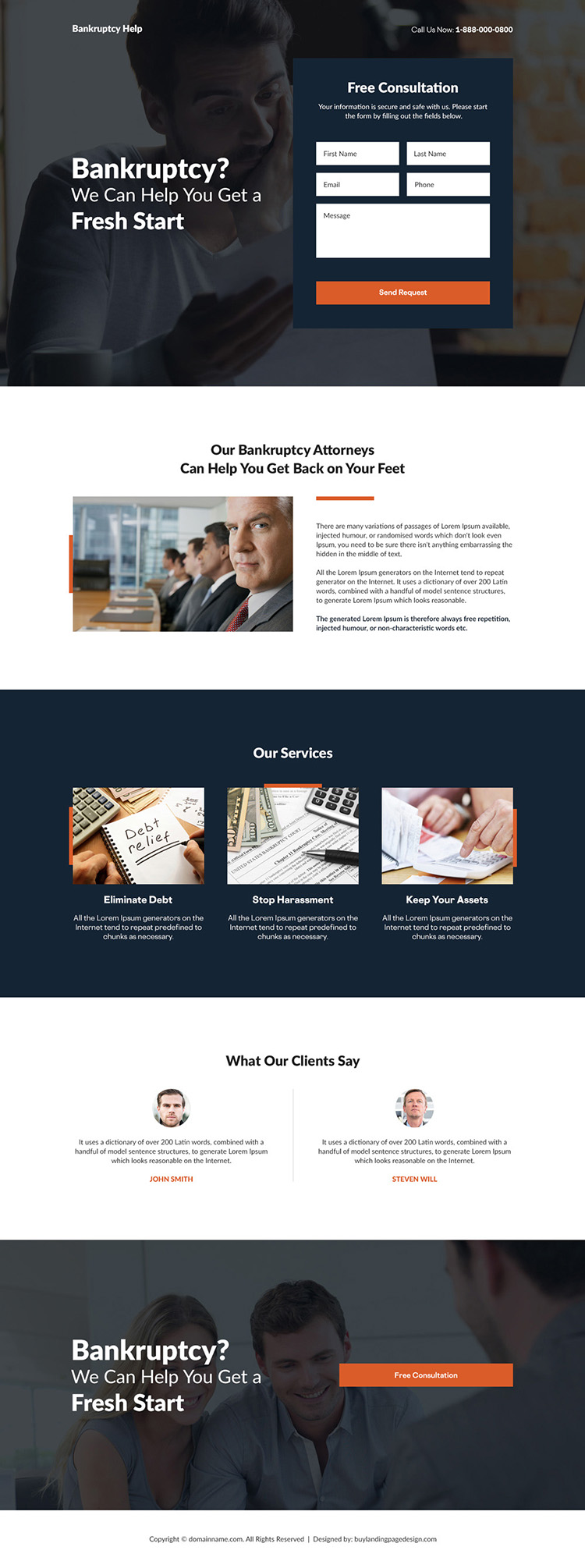 bankruptcy financing counselling responsive landing page