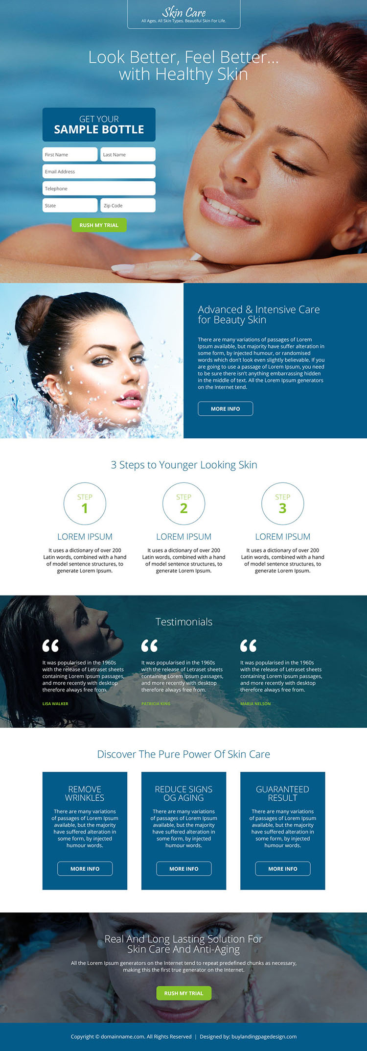 beautiful and appealing skin care responsive landing page design