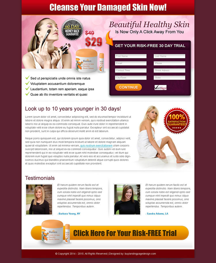 beautiful healthy skin care product lead capture squeeze page design to boost your sale online