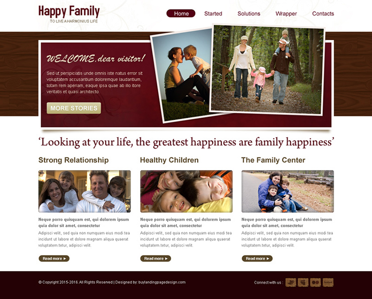 minimal beautifully designed happy family website template design psd