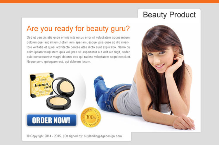 beauty product effective order now ppv landing page design