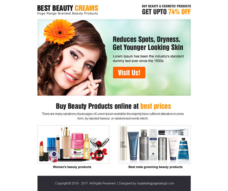 beauty product selling ppv landing page