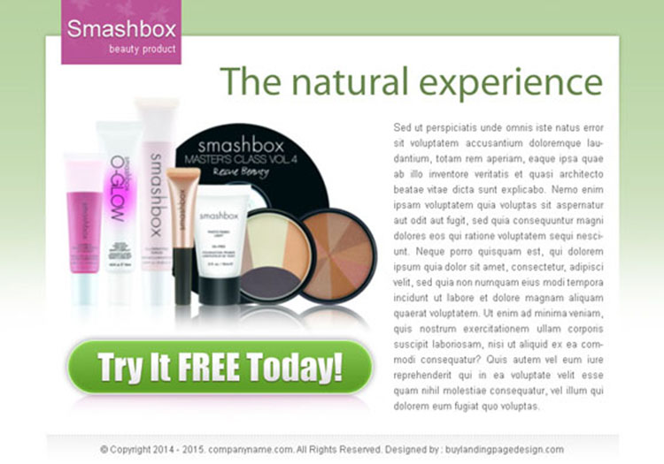 beauty product call to action ppv landing page design