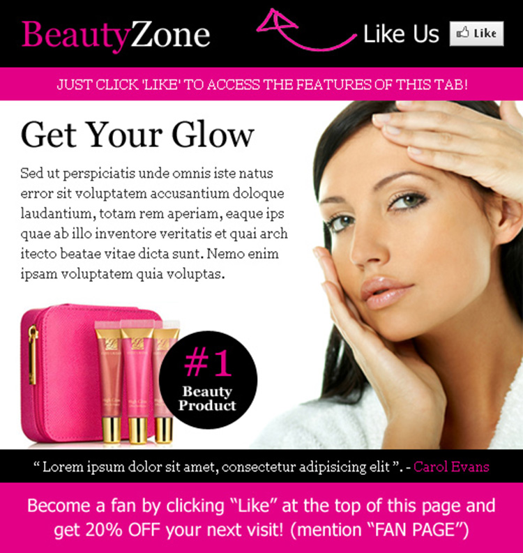 beauty product selling html facebook fan page design template