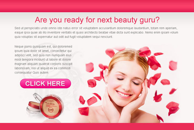 beauty product effective ppv landing page design template