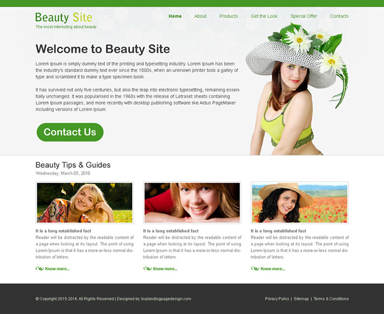 beauty service website template design psd