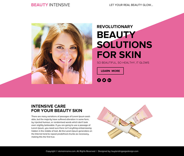beauty solutions lead funnel responsive landing page design
