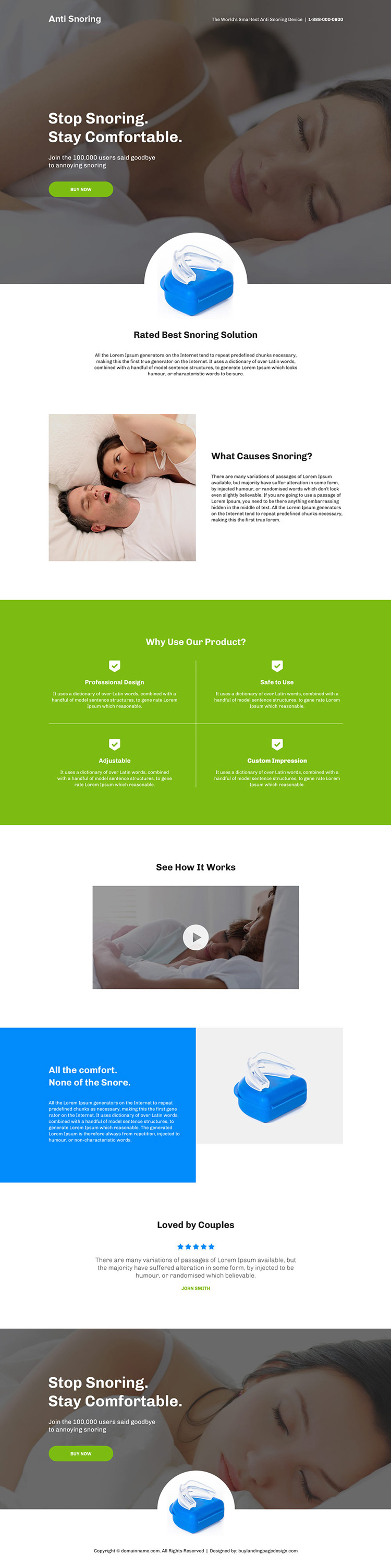 anti snoring mouthpiece responsive landing page