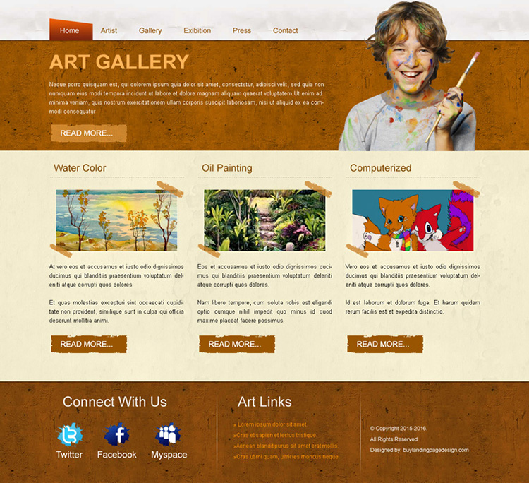 Download best-art-gallery-website-template-psd-08 | preview.