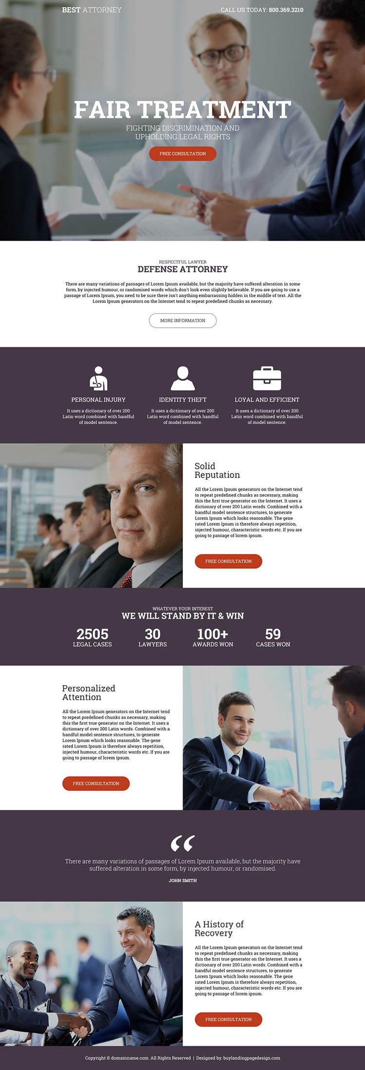 responsive defence attorney free consultation landing page