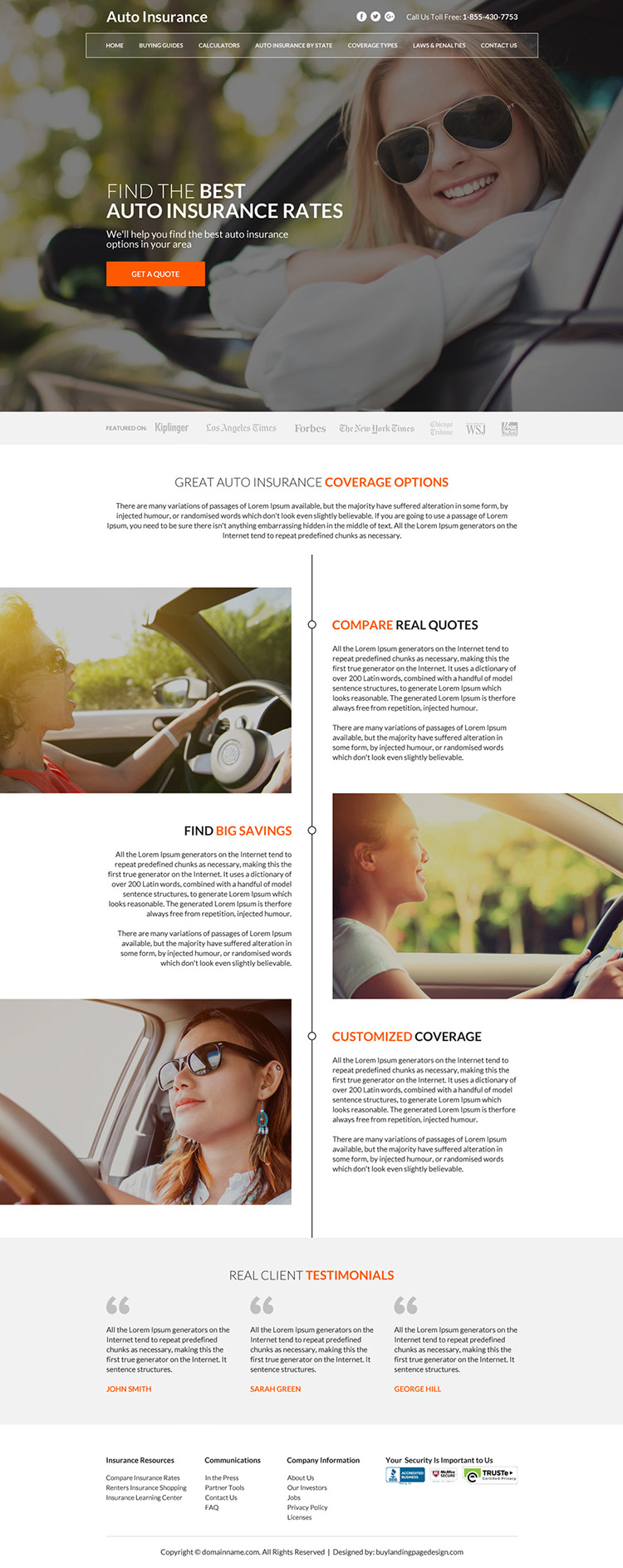 best auto insurance coverage instant quote capturing responsive website design