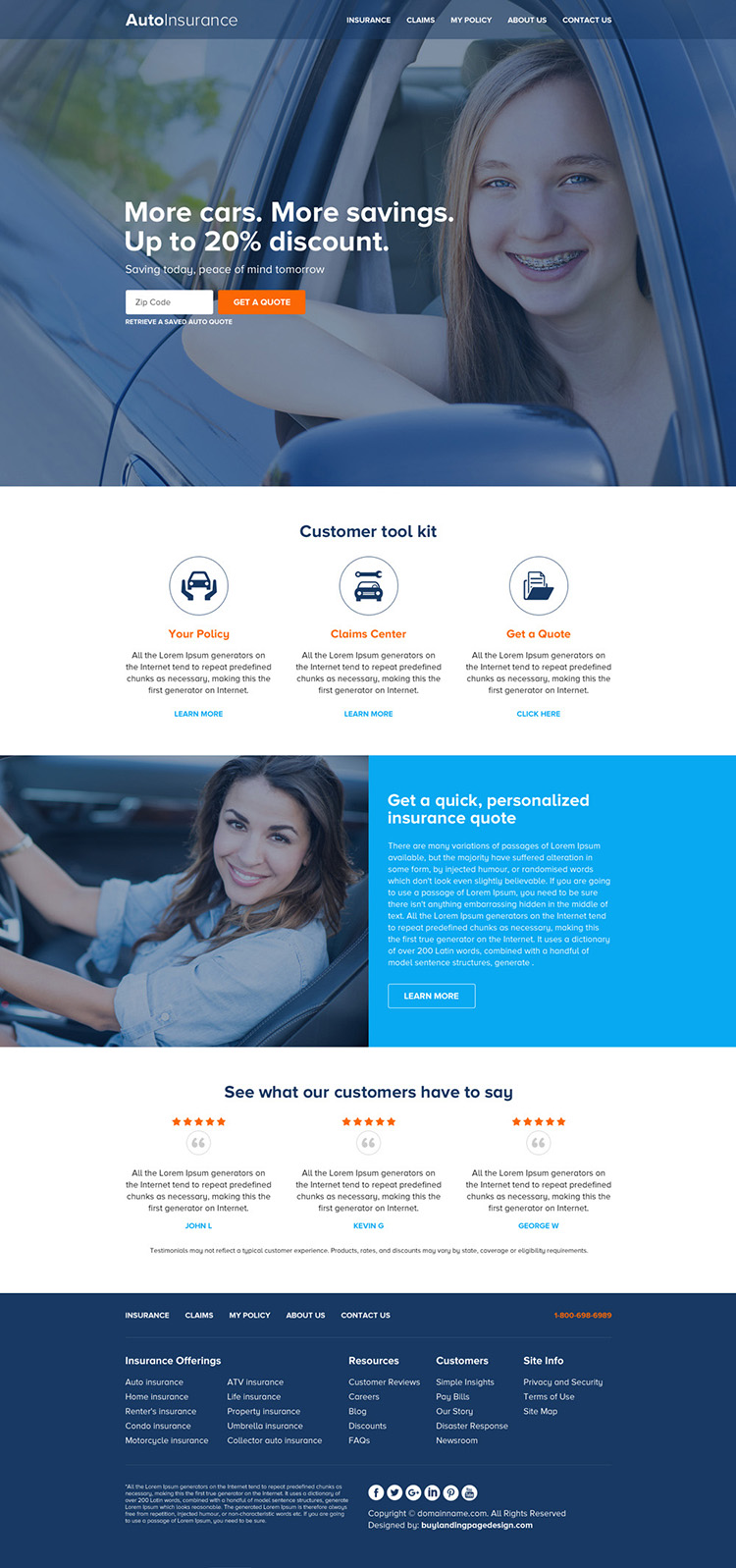 auto insurance zip capturing responsive website design