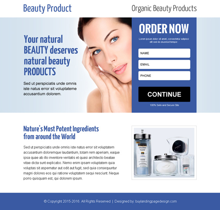 best beauty product lead gen ppv landing page design