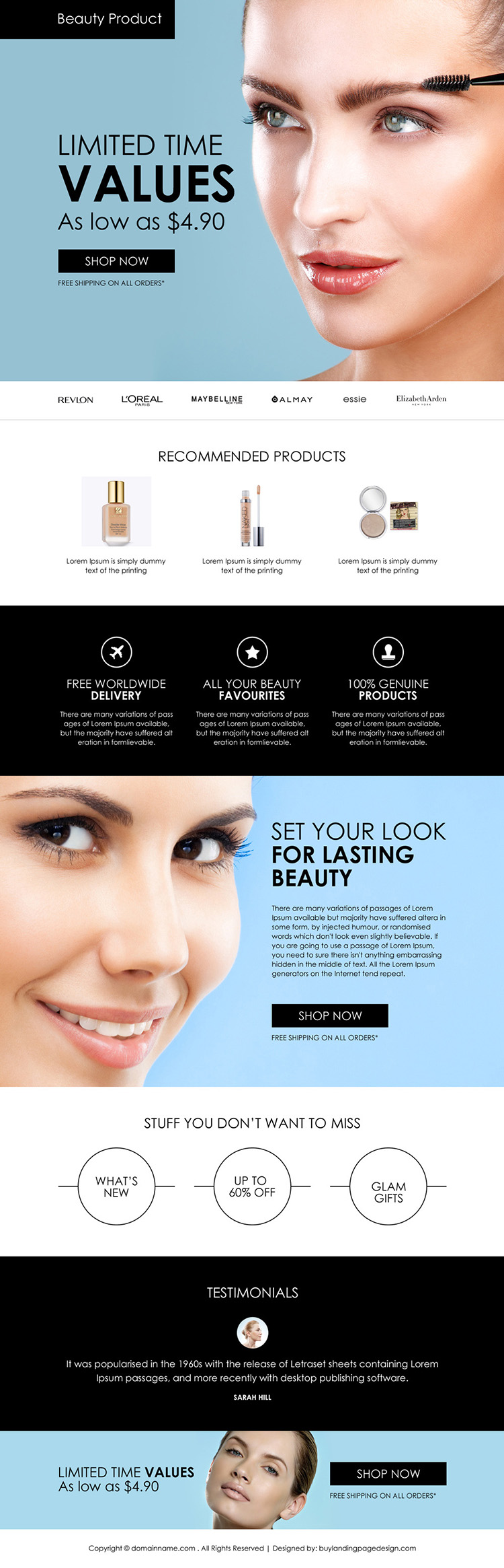 best beauty products selling responsive landing page design