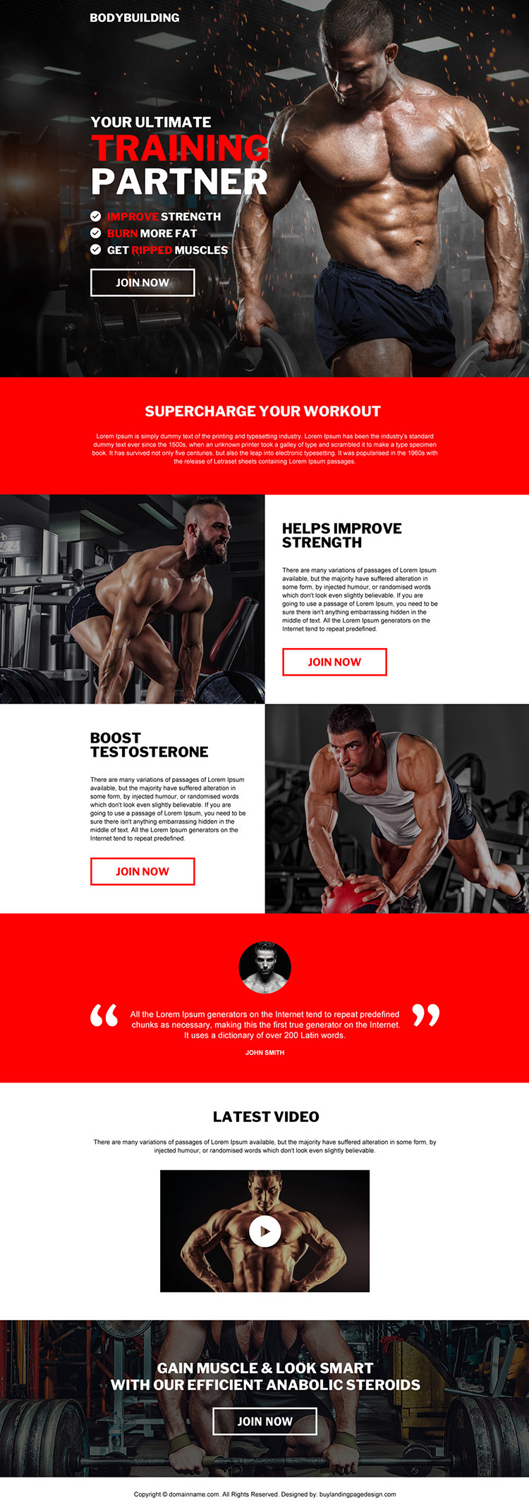 best bodybuilding training bootstrap landing page design