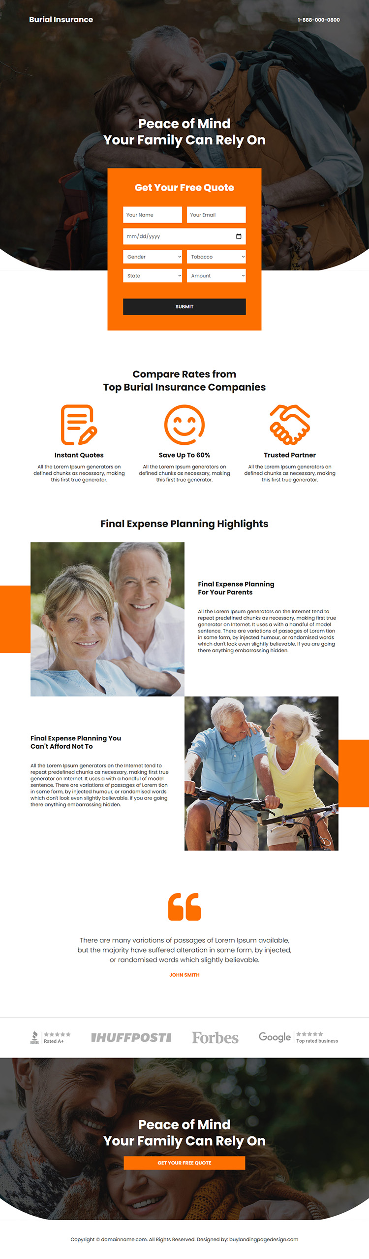 top burial insurance companies professional lead generating landing page