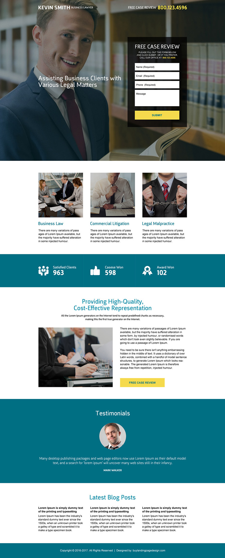 business lawyer responsive landing page design