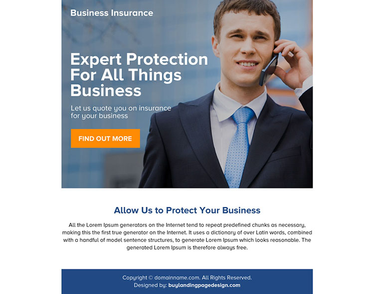 best business protection ppv landing page design