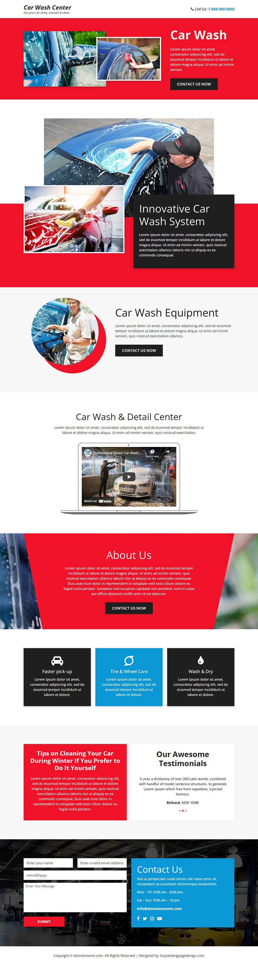 hand car washing services responsive landing page