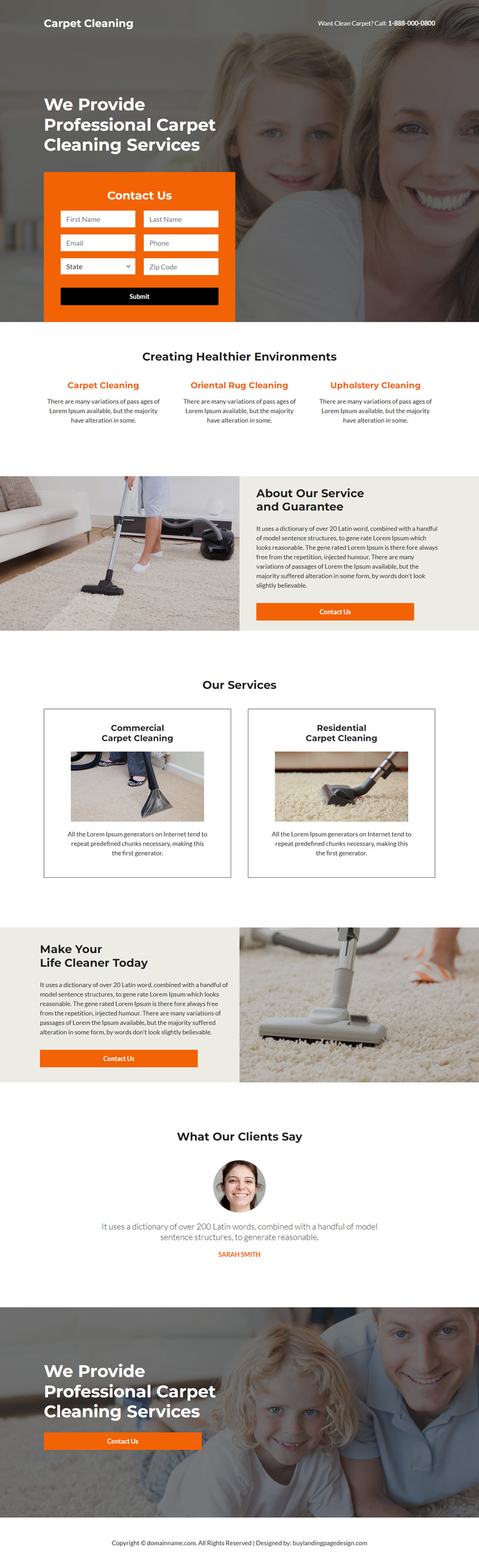 best carpet cleaning services responsive landing page