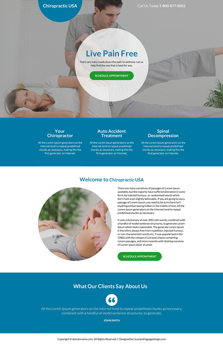 best chiropractic care service responsive landing page