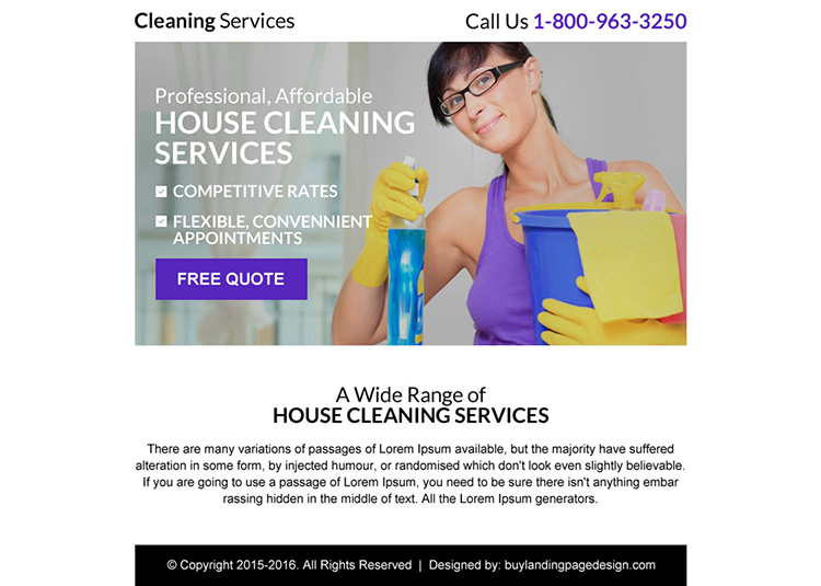 best cleaning service free quote ppv landing page